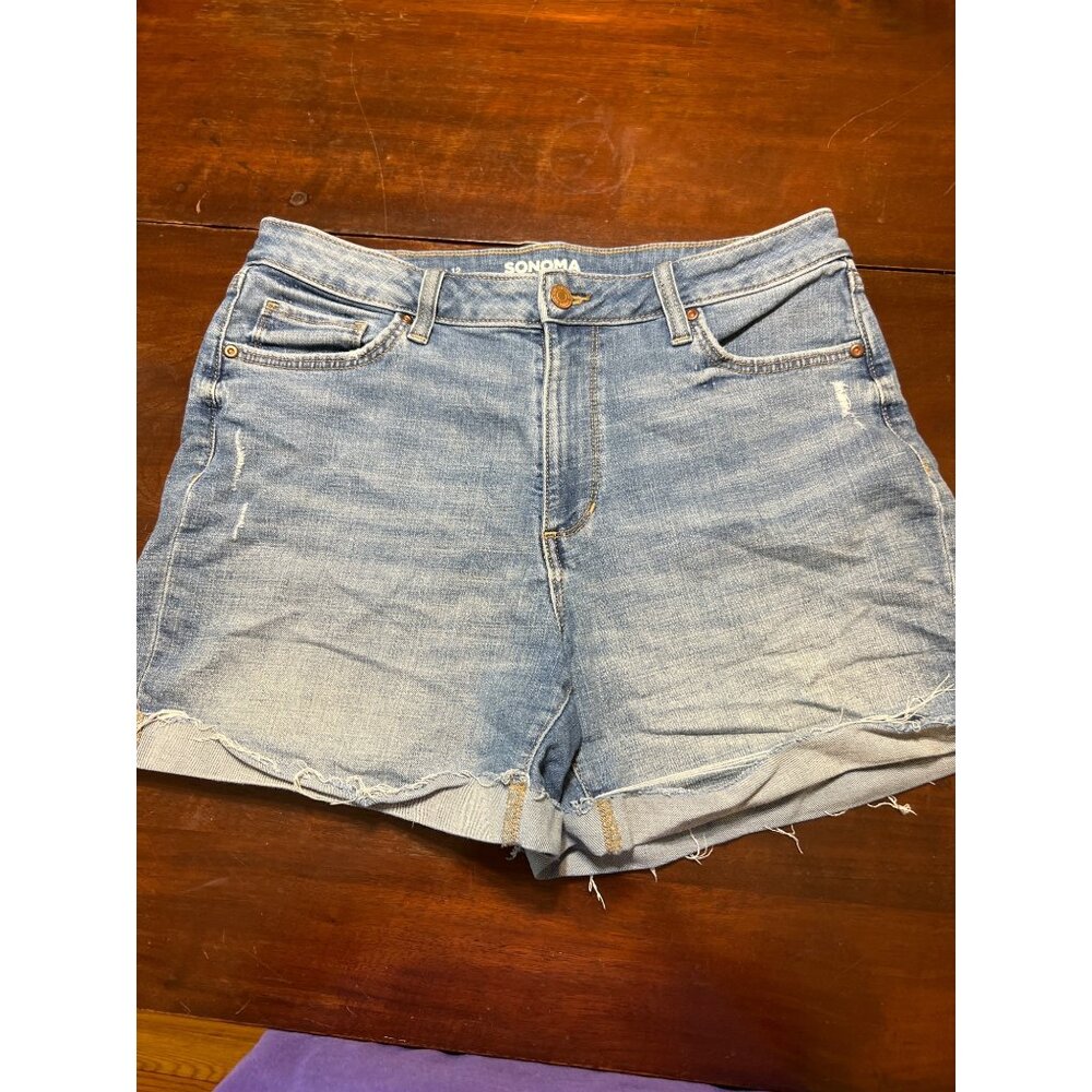 Sonoma Distressed Denim Jean Shorts Distressed Cuffed Size 12